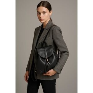 Vintage Coach Leather Drawstring Backpack Black Full Grain Leather